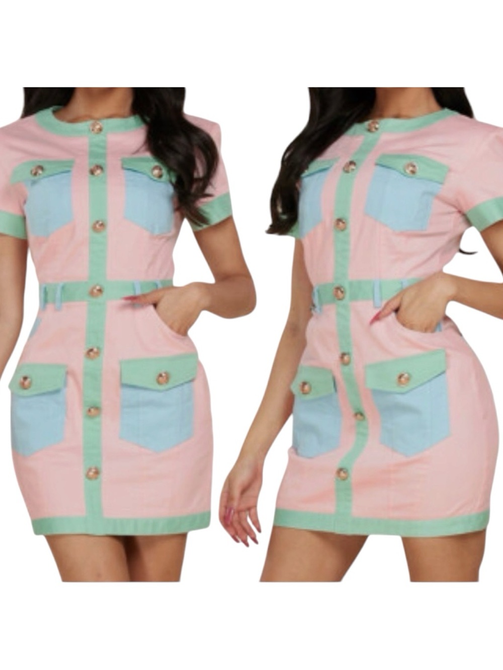 L’Atiste by Amy “Balmain” vibes Classy Color Block  w/Attached belt loops, XL/1X